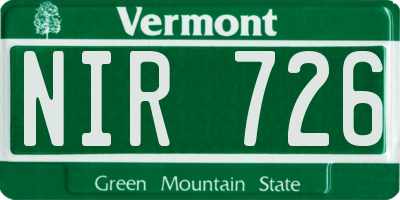 VT license plate NIR726