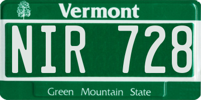 VT license plate NIR728