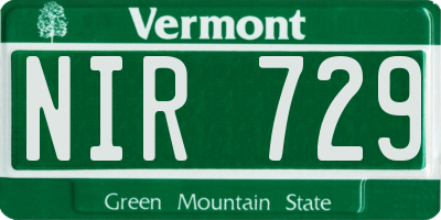 VT license plate NIR729