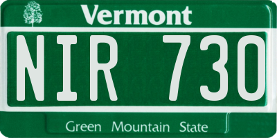 VT license plate NIR730