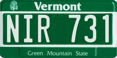 VT license plate NIR731