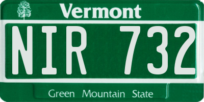 VT license plate NIR732