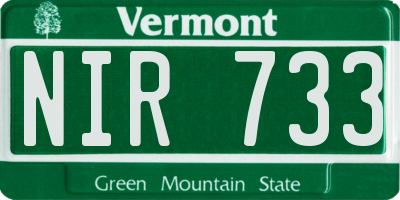 VT license plate NIR733