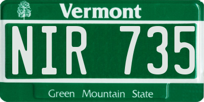 VT license plate NIR735
