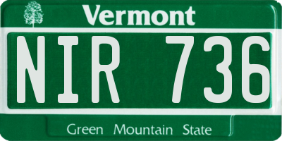 VT license plate NIR736