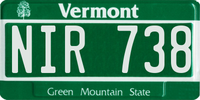 VT license plate NIR738