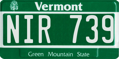 VT license plate NIR739