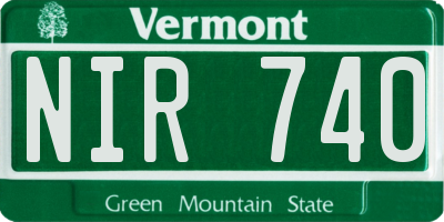 VT license plate NIR740