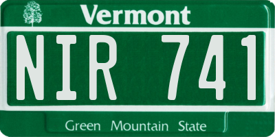 VT license plate NIR741