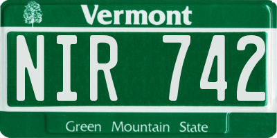 VT license plate NIR742