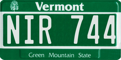 VT license plate NIR744