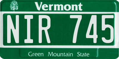 VT license plate NIR745
