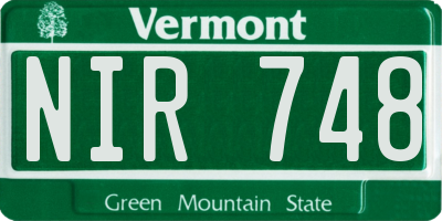 VT license plate NIR748