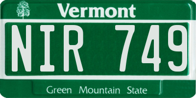 VT license plate NIR749