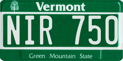 VT license plate NIR750