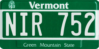 VT license plate NIR752