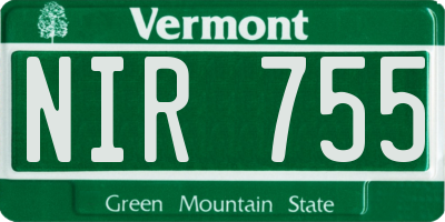 VT license plate NIR755