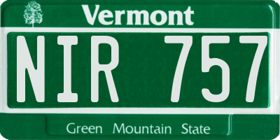 VT license plate NIR757