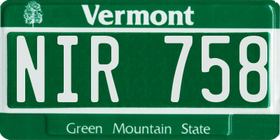 VT license plate NIR758