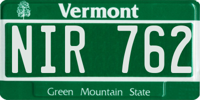 VT license plate NIR762