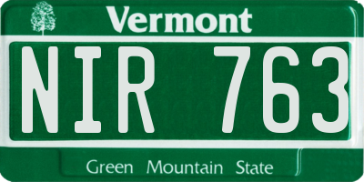 VT license plate NIR763