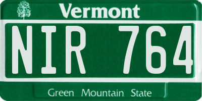 VT license plate NIR764