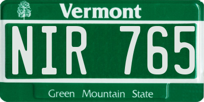 VT license plate NIR765
