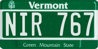 VT license plate NIR767