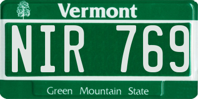 VT license plate NIR769
