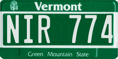 VT license plate NIR774