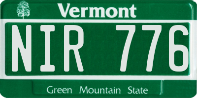 VT license plate NIR776