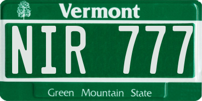 VT license plate NIR777