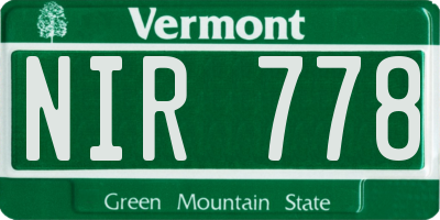 VT license plate NIR778