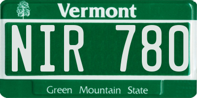 VT license plate NIR780