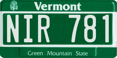 VT license plate NIR781