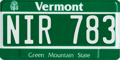 VT license plate NIR783