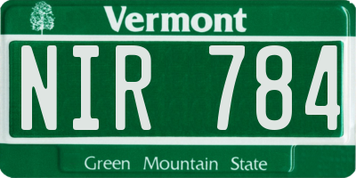 VT license plate NIR784