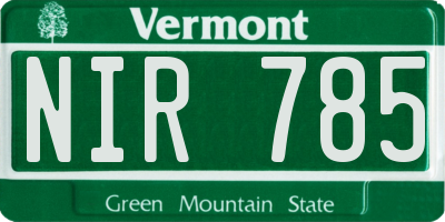 VT license plate NIR785