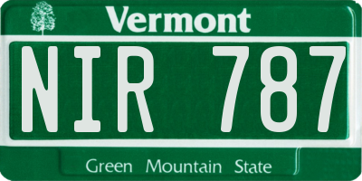 VT license plate NIR787