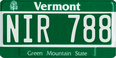 VT license plate NIR788