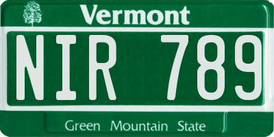 VT license plate NIR789