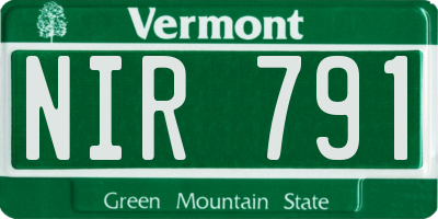 VT license plate NIR791
