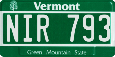 VT license plate NIR793