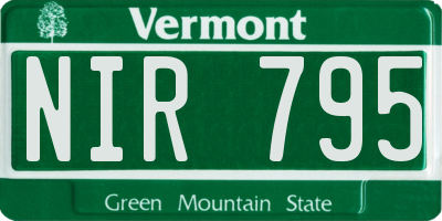 VT license plate NIR795