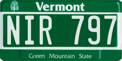 VT license plate NIR797