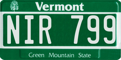 VT license plate NIR799