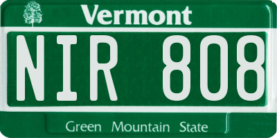 VT license plate NIR808