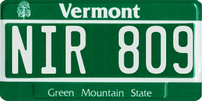 VT license plate NIR809