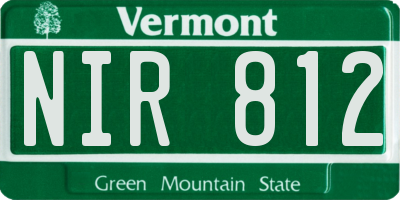 VT license plate NIR812