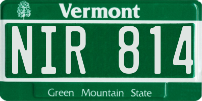 VT license plate NIR814